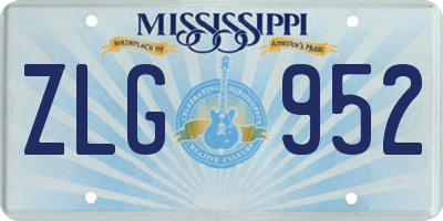 MS license plate ZLG952