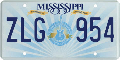 MS license plate ZLG954