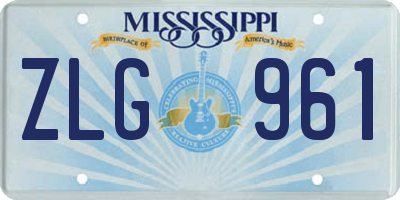 MS license plate ZLG961