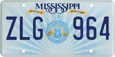 MS license plate ZLG964