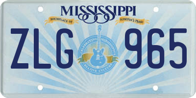 MS license plate ZLG965