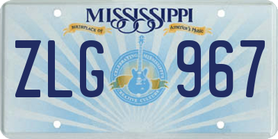 MS license plate ZLG967