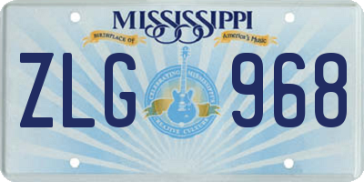 MS license plate ZLG968