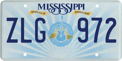 MS license plate ZLG972