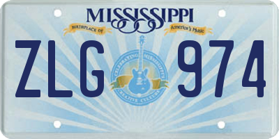 MS license plate ZLG974