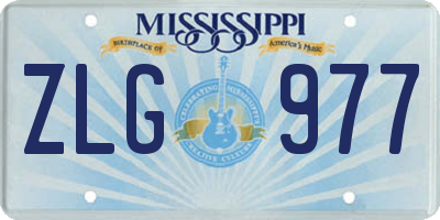 MS license plate ZLG977