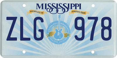 MS license plate ZLG978