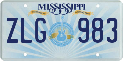 MS license plate ZLG983