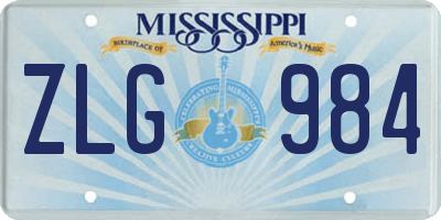 MS license plate ZLG984