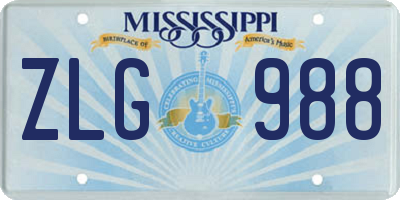 MS license plate ZLG988