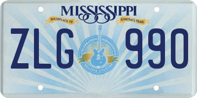 MS license plate ZLG990