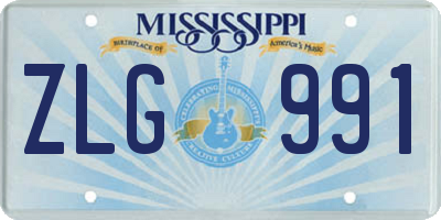MS license plate ZLG991