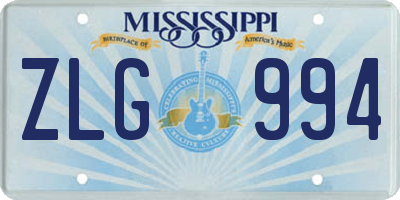 MS license plate ZLG994