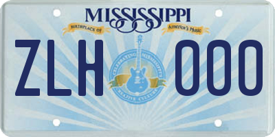 MS license plate ZLH000