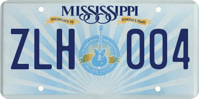 MS license plate ZLH004