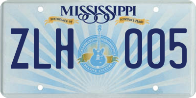 MS license plate ZLH005