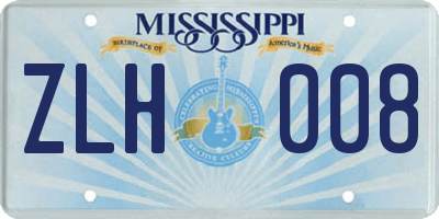 MS license plate ZLH008