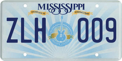 MS license plate ZLH009