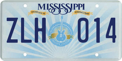 MS license plate ZLH014