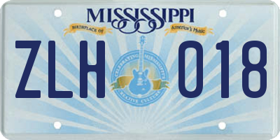 MS license plate ZLH018