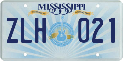 MS license plate ZLH021