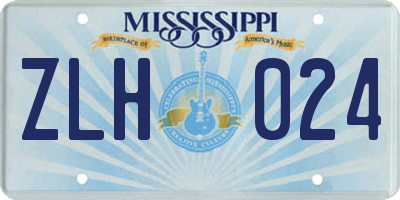 MS license plate ZLH024
