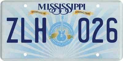 MS license plate ZLH026