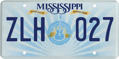 MS license plate ZLH027
