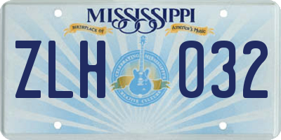 MS license plate ZLH032
