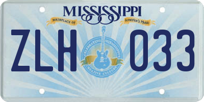 MS license plate ZLH033