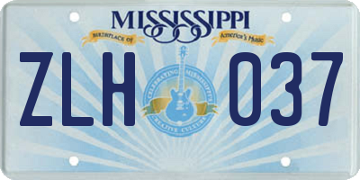 MS license plate ZLH037
