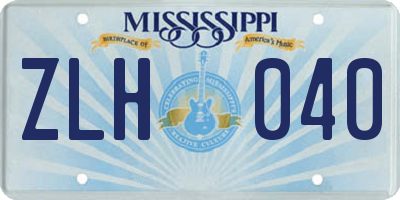 MS license plate ZLH040