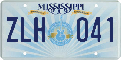 MS license plate ZLH041