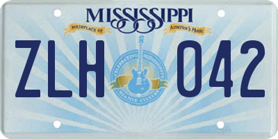 MS license plate ZLH042