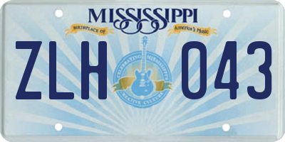 MS license plate ZLH043
