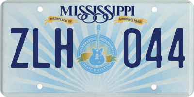 MS license plate ZLH044