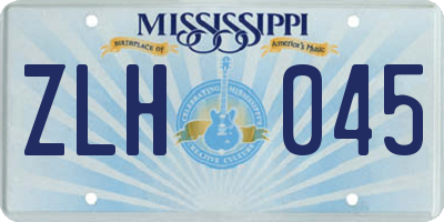 MS license plate ZLH045