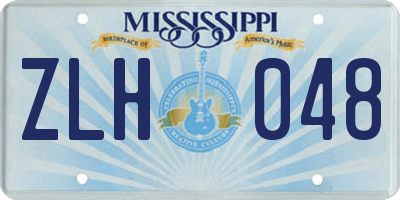 MS license plate ZLH048