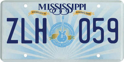MS license plate ZLH059