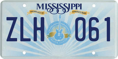 MS license plate ZLH061