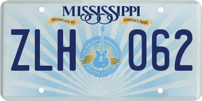 MS license plate ZLH062