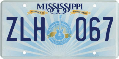 MS license plate ZLH067