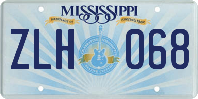 MS license plate ZLH068