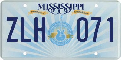 MS license plate ZLH071