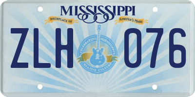 MS license plate ZLH076