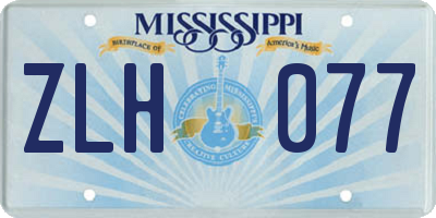 MS license plate ZLH077
