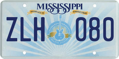 MS license plate ZLH080