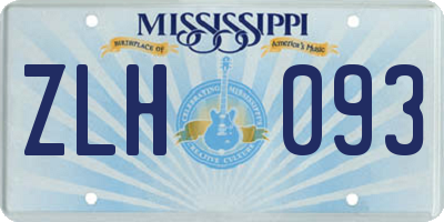 MS license plate ZLH093