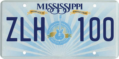 MS license plate ZLH100