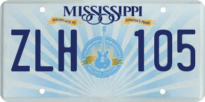 MS license plate ZLH105